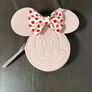 Disney Minnie Mouse Coin Purse pink with Polka Dot Bow